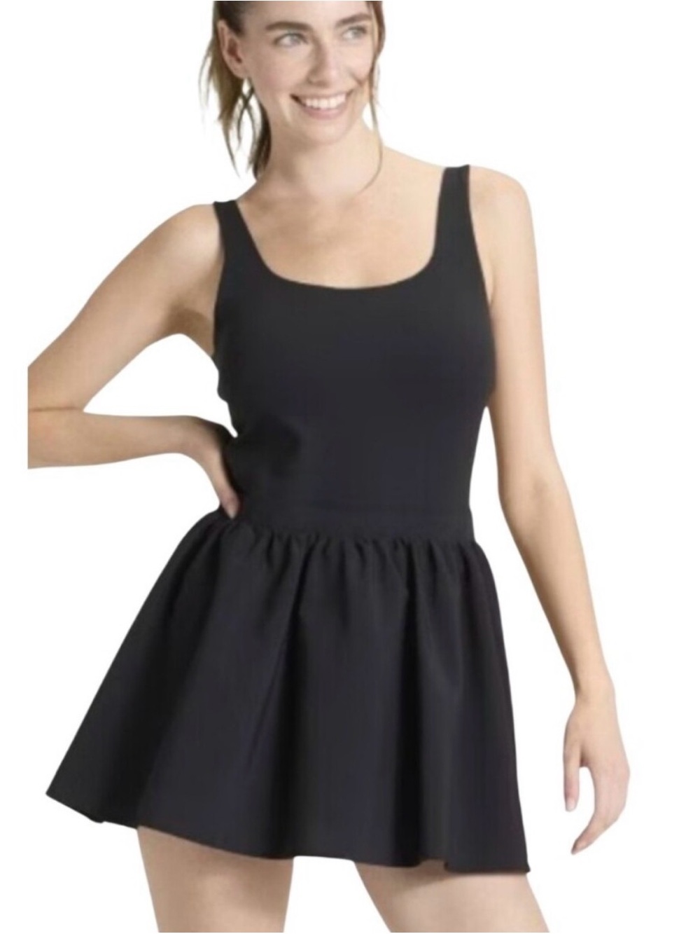 JoyLab Black Sleeveless Scoop Neck Mini Dress